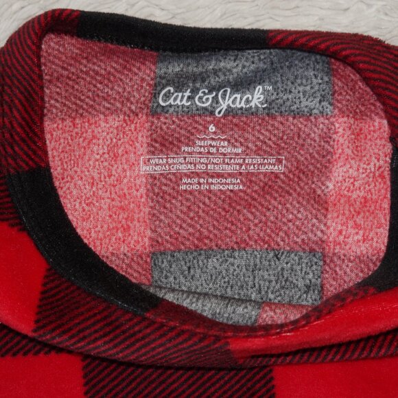 Kids Size 6 Cat & Jack Buffalo Plaid Long Sleeve Snuggly Soft Pajama Set - Picture 4 of 4